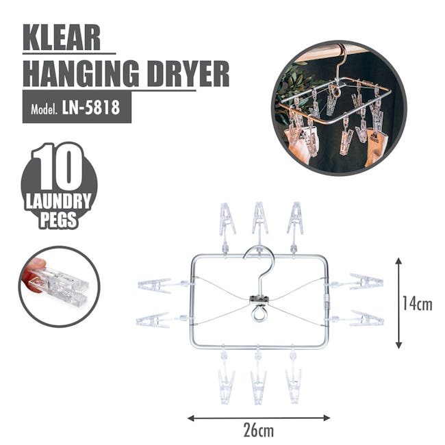 HOUZE KLEAR Hanging Dryer with Laundry Pegs (3 Sizes) - 6