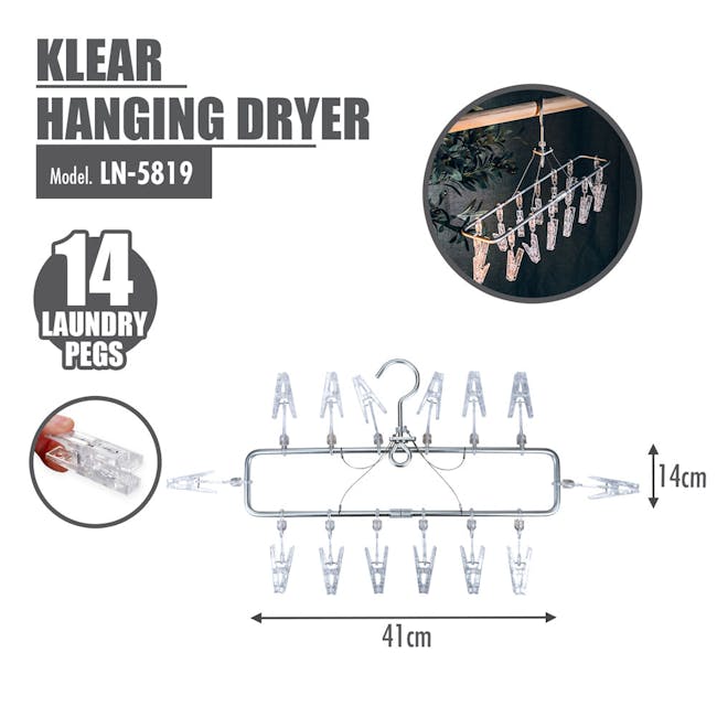 HOUZE KLEAR Hanging Dryer with Laundry Pegs (3 Sizes) - 7