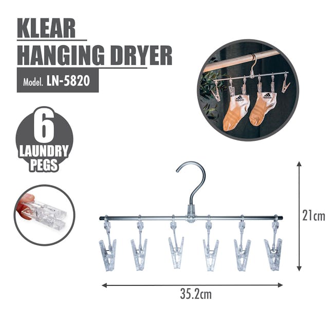 HOUZE KLEAR Hanging Dryer with Laundry Pegs (3 Sizes) - 5