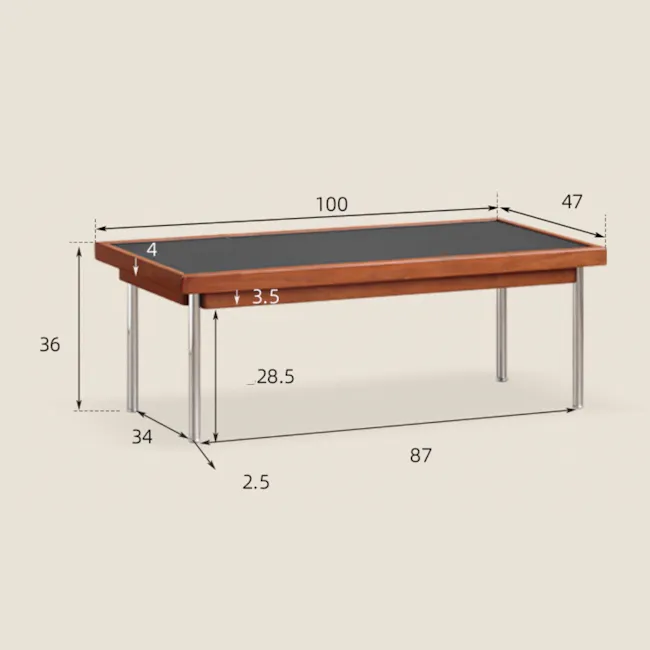 Neka Rectangle Coffee Table 1m - Black (Sintered Stone) - 6