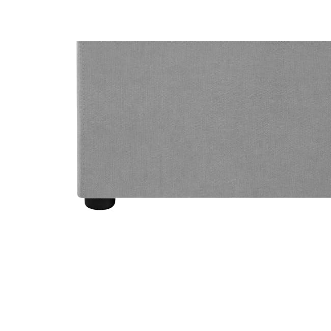 Nolan Queen Storage Bed in Silver Fox with 2 Asher Narrow Bedside Table - 14 - Fine-textured fabric, Grayish fabric, Cotton