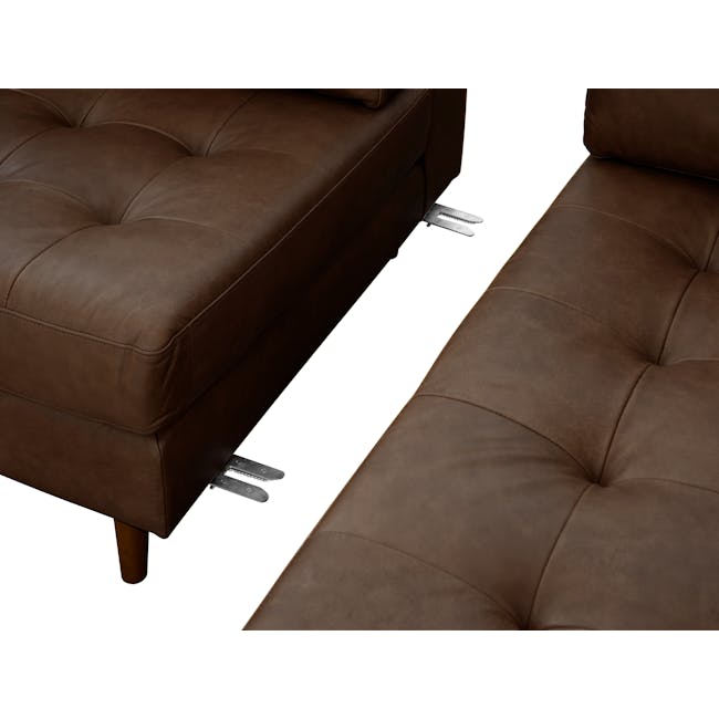 Nolan L-Shaped Sofa - Mocha Brown (Premium Aniline Leather) - 5