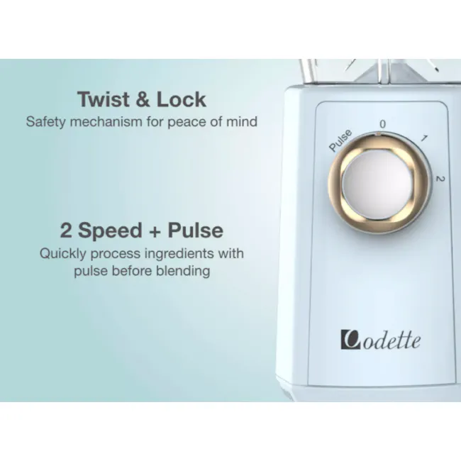 Odette Multifunction 2-Speed Table Top Personal Blender - Light Blue - 5 - Twist & Lock, Safety mechanism for peace of mind