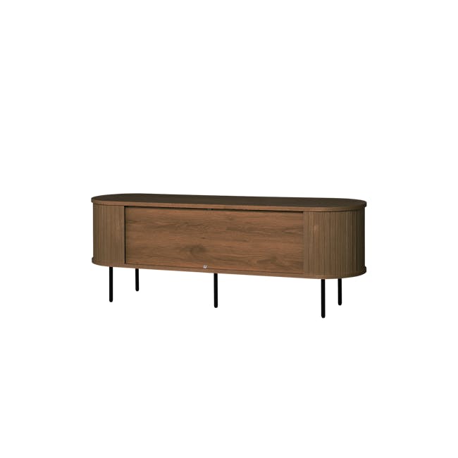 Nola TV Console 1.5m - Walnut - 4 - Wooden desk with sleek design, black legs, minimalist style, modern aesthetic