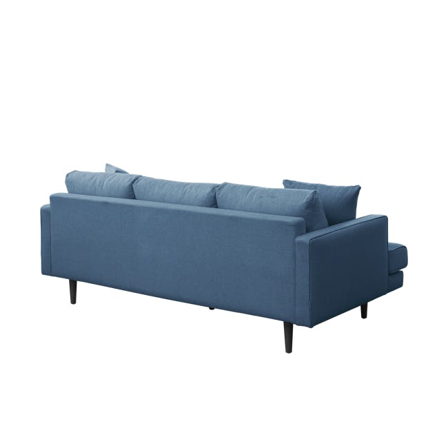 Declan 3 Seater Sofa - Walnut, Blue - 11 - Modern blue sofa, minimalist design, sleek lines, contemporary style, comfortable