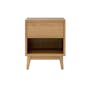 Aspen Queen Storage Bed in Cloud White with 2 Kyoto Top Drawer Bedside Table in Oak - 13