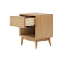 Aspen Queen Storage Bed in Cloud White with 2 Kyoto Top Drawer Bedside Table in Oak - 16