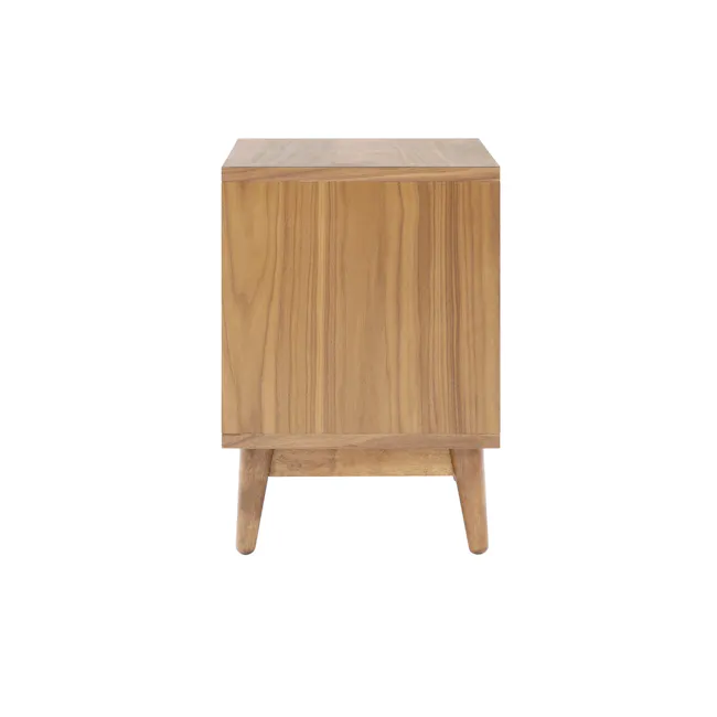 Kenzou Queen Bed in Oak, Grey Mist with 2 Kyoto Top Drawer Bedside Table in Oak - 16 - Wooden side table, minimalist design