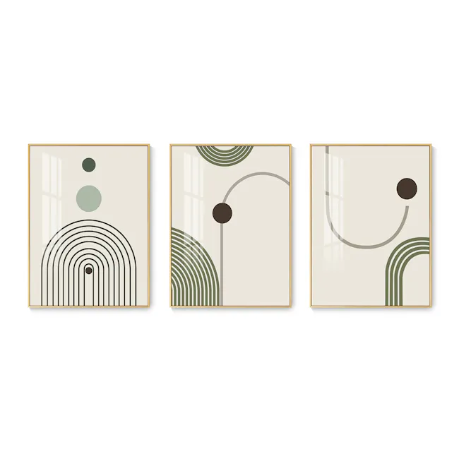 Moment Framed Canvas 40cm x 60cm (Set of 3) - 1 - Modern abstract art, minimalist design, geometric shapes, abstract lines