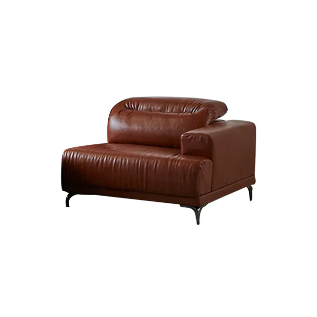 Lorney 4 Seater Sofa with Adjustable Headrest and Ottoman - Camel (Faux Leather) - 82