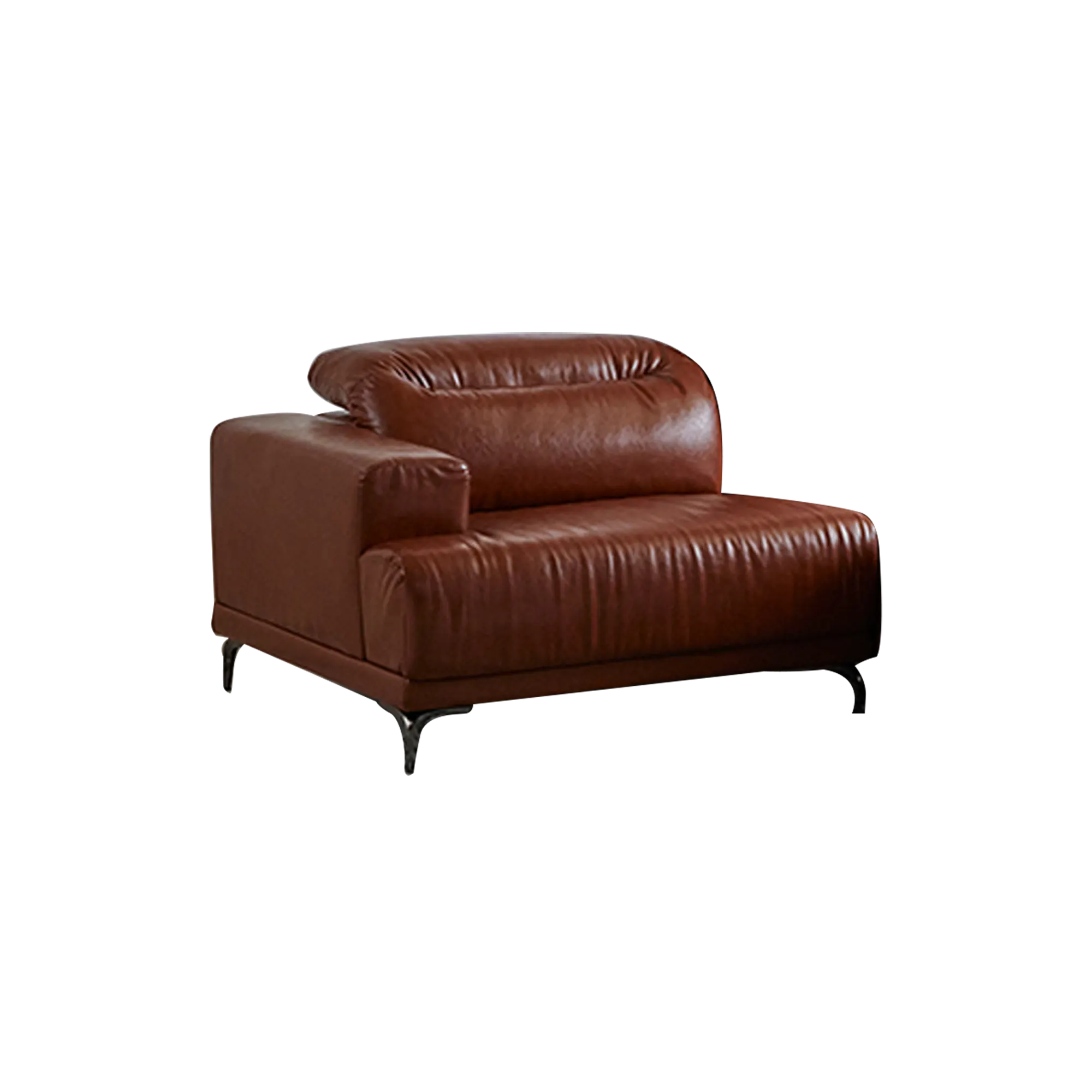Lorney 3 Seater Sofa with Adjustable Headrest - Camel (Faux Leather) - 73