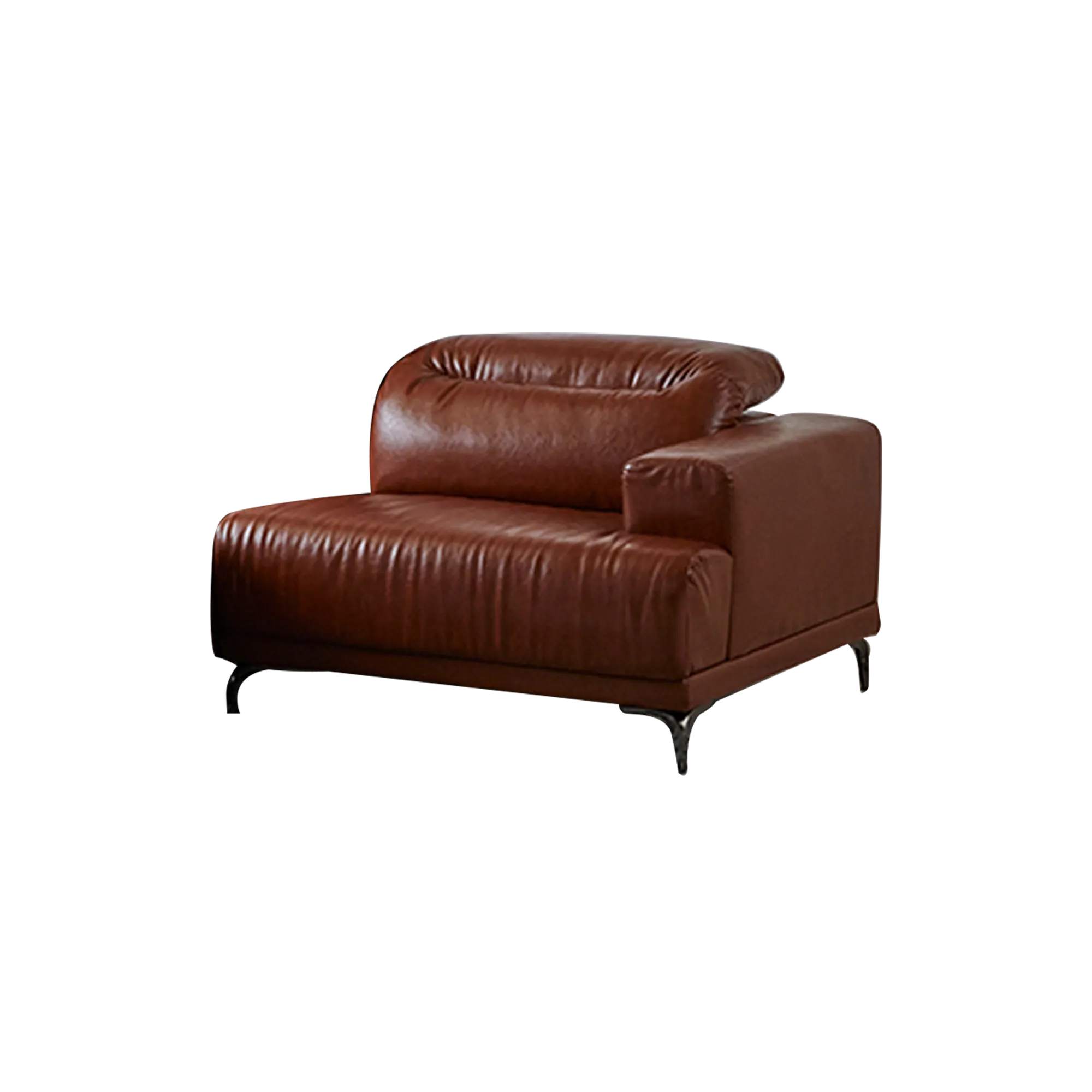 Lorney 3 Seater Sofa with Adjustable Headrest - Camel (Faux Leather) - 83
