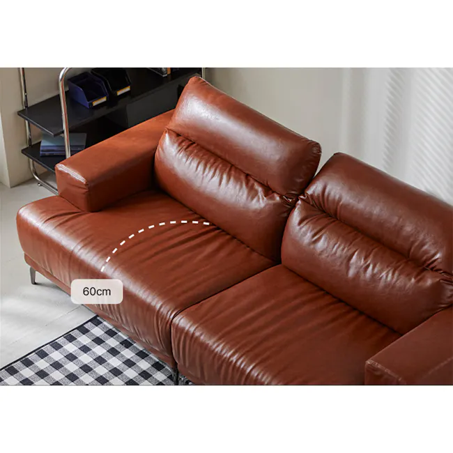 Lorney Right Arm Sofa with Adjustable Headrest - Camel (Faux Leather) - 8