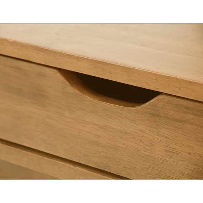 Lamar Twin Drawer Coffee Table - Oak - 9 - Wooden drawer with smooth finish, minimalist design, natural wood grain, subtle