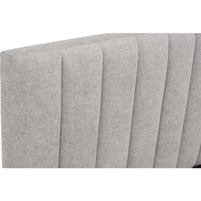 Zephyr 4 Drawer Queen Bed in Oak, Grey Mist with 2 Kyoto Single Shelf Slim Bedside Table in Oak - 11 - Light gray