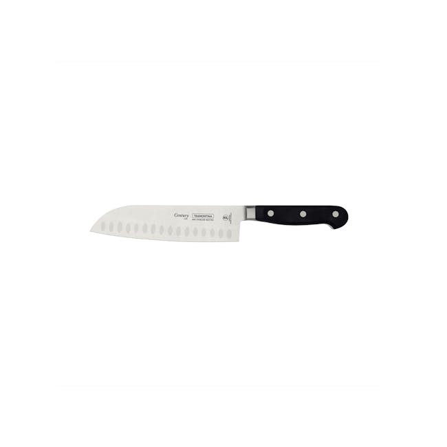 Tramontina Century 7" Cook's Knife - 1 - White-handled kitchen knife with black handle and blade, Century brand knife with