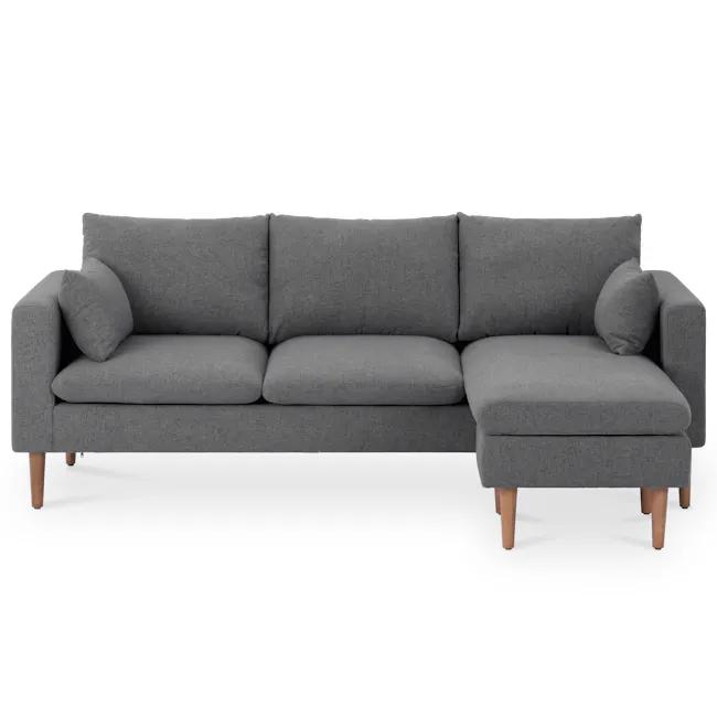 Alicia L-Shaped Sofa - Charcoal Grey - 13 - Grey upholstered sofa, modern design, comfortable seating, wooden legs