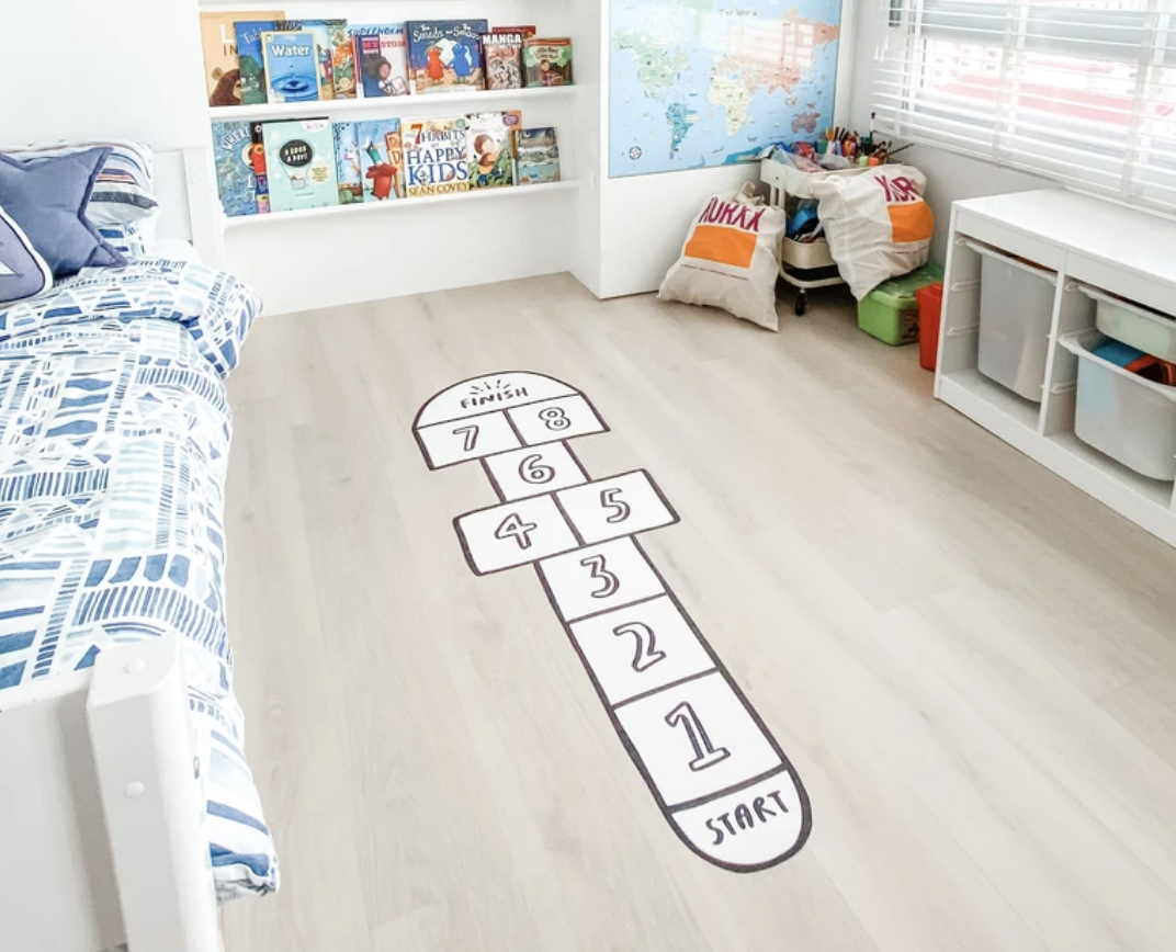 Urban Li'l Hopscotch Fabric Floor Decal Black, Urban Li'l HipVan