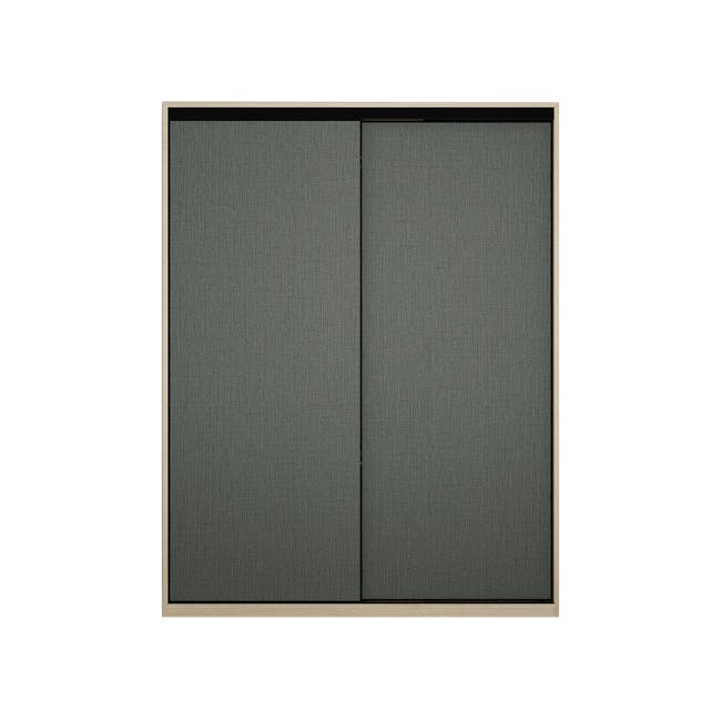 Lorren Sliding Door Wardrobe 3 - Graphite Linen, Herringbone Oak - 0