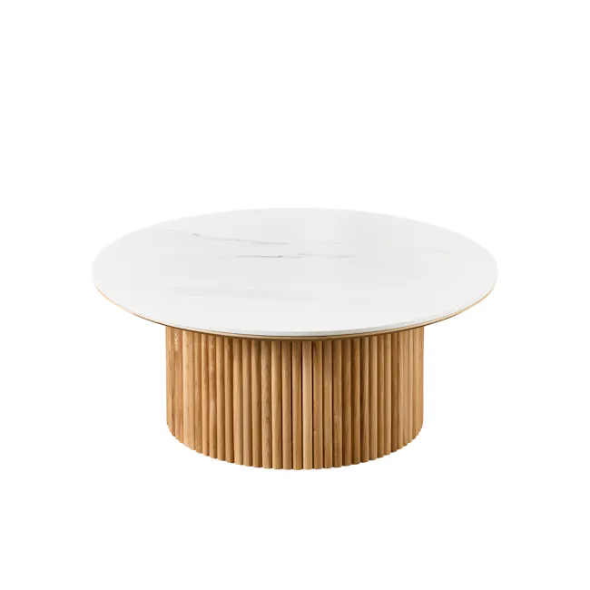 Gael Round Coffee Table 0.85m - Oak (Sintered Stone) - 1
