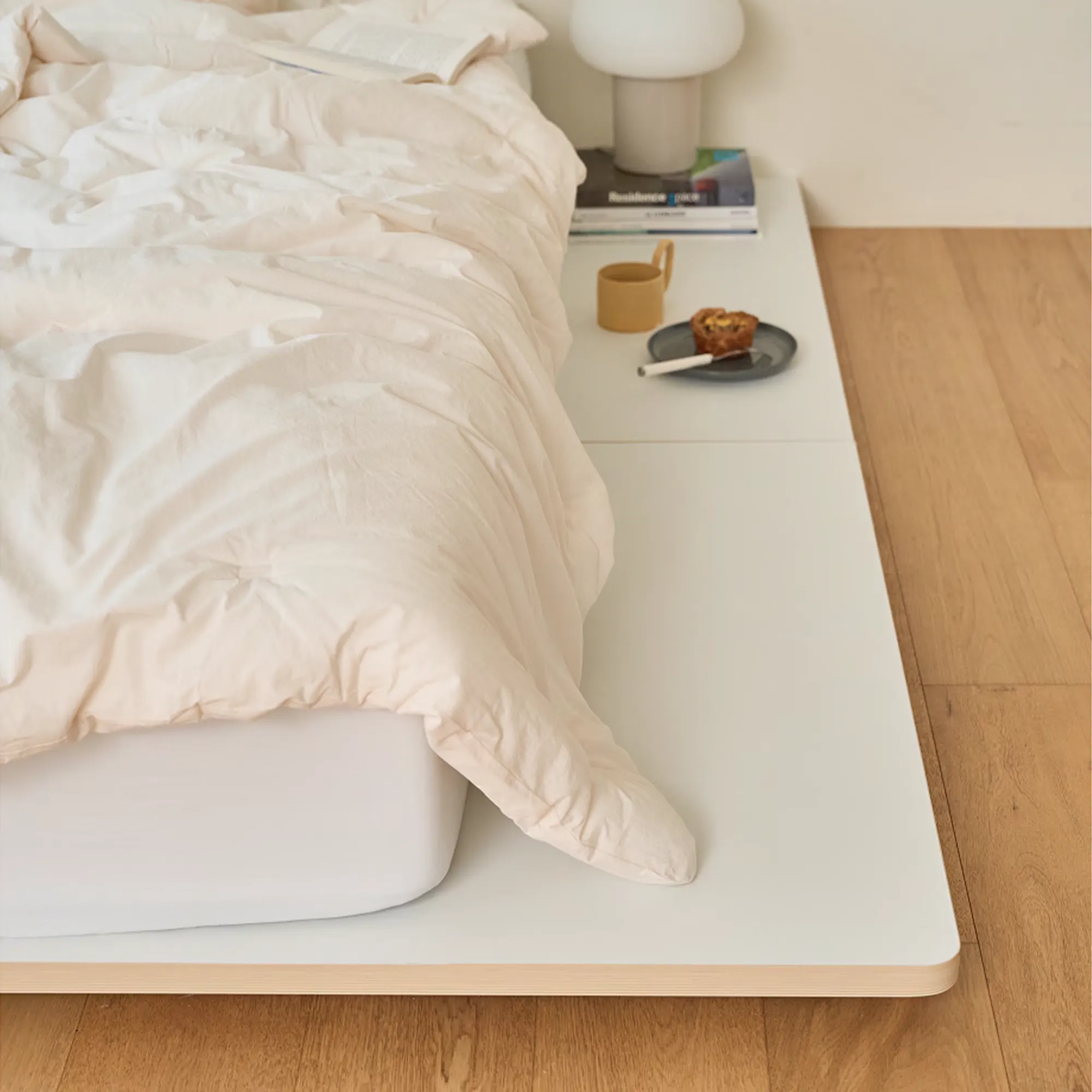 Kira Super Single Low Platform Bed - Warm White - 14