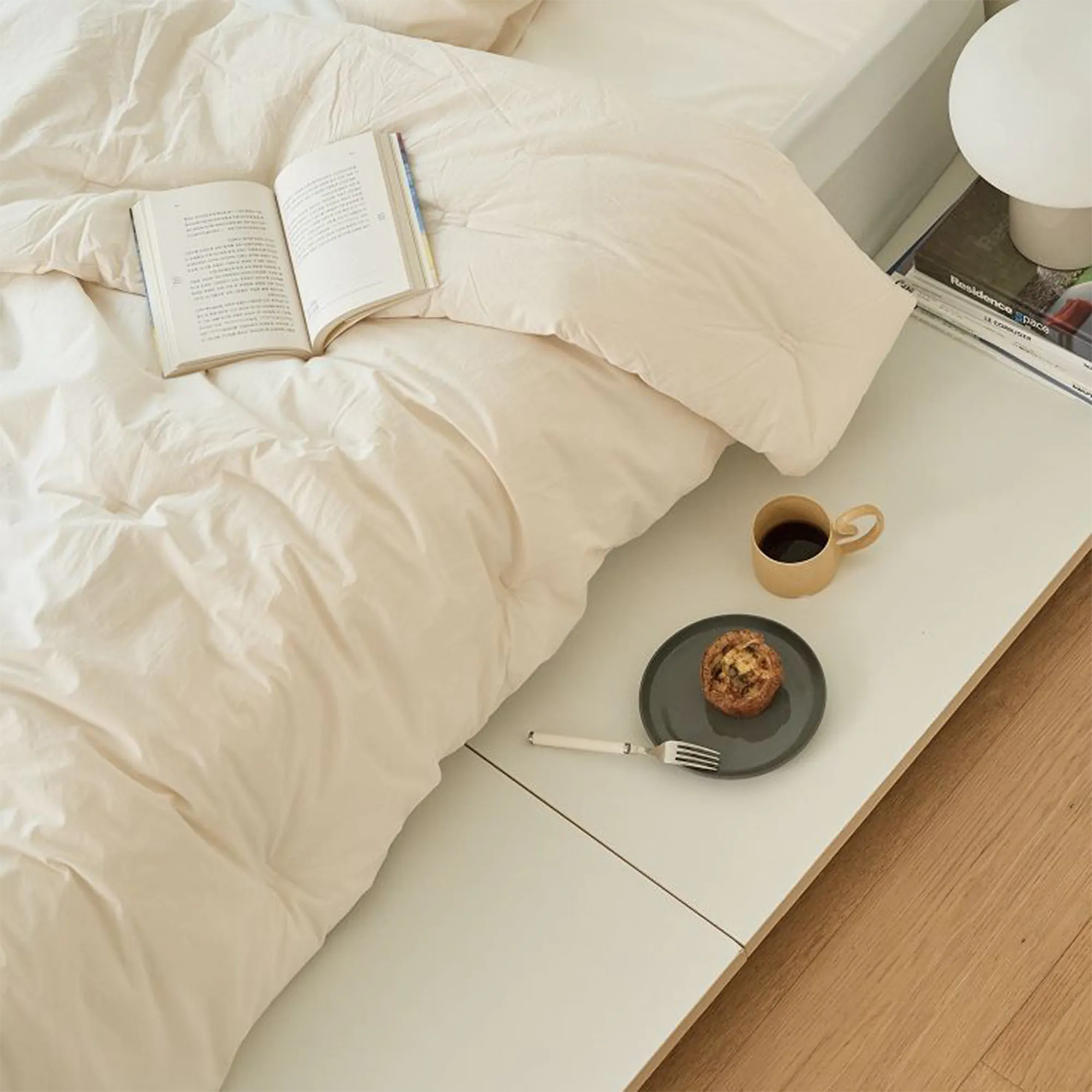 Kira Super Single Low Platform Bed - Warm White - 13