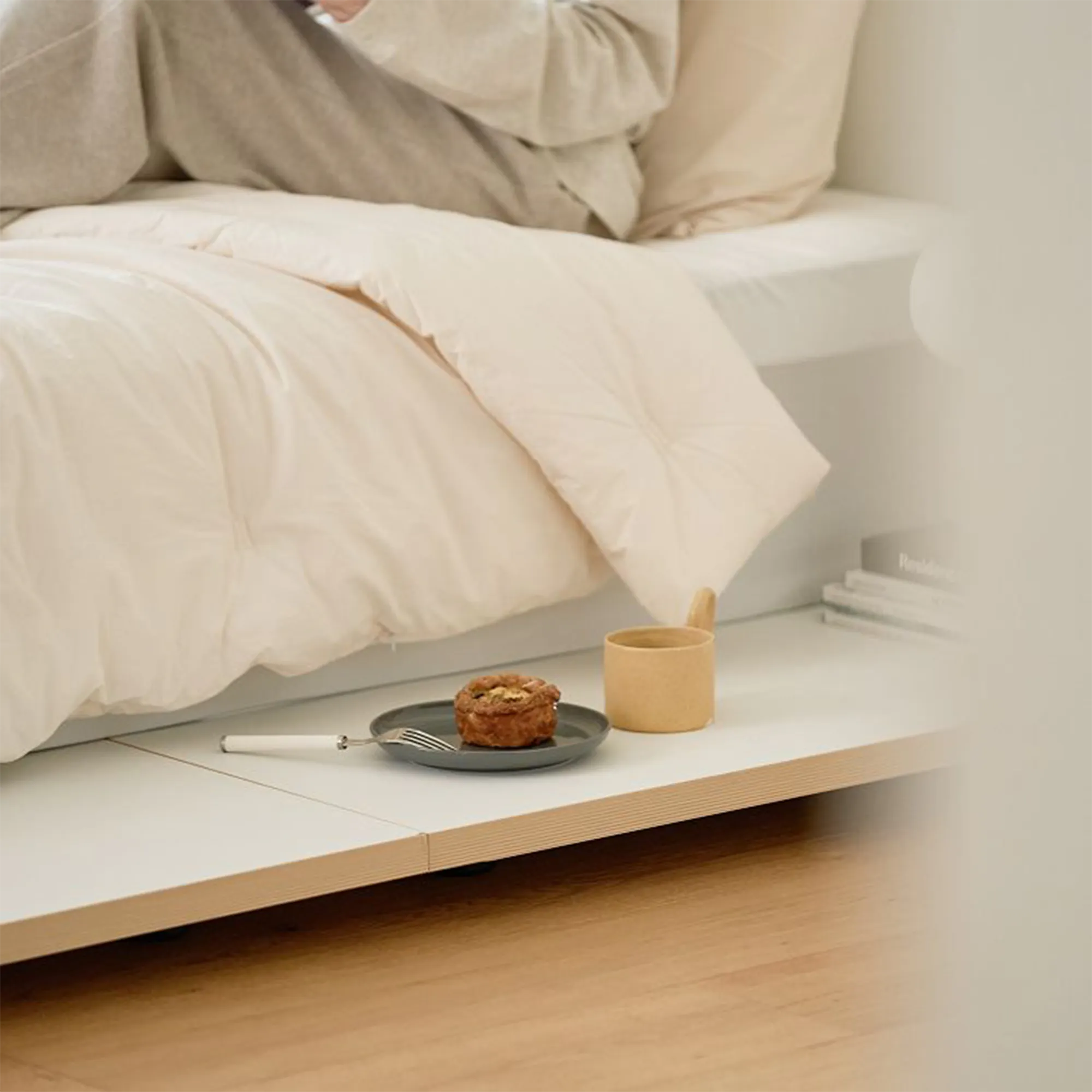 Kira Super Single Low Platform Bed - Warm White - 11