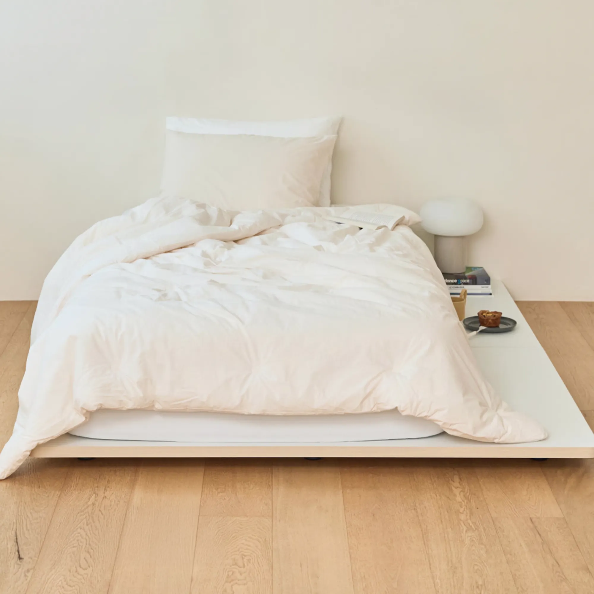 Kira Super Single Low Platform Bed - Warm White - 9