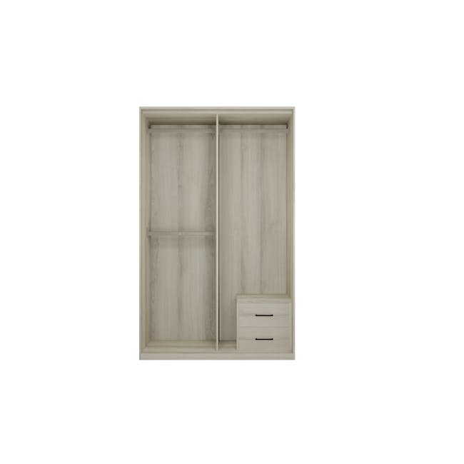 Lorren Sliding Door Wardrobe 2 with Glass Panel - Matte White, White Oak - 8