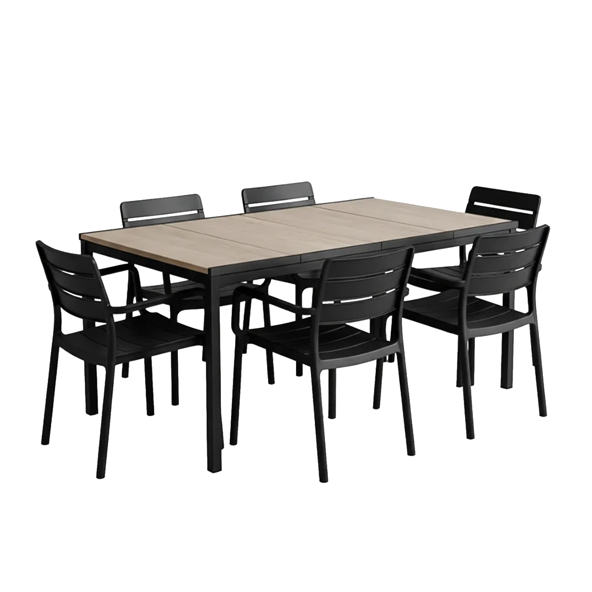 Porto Outdoor Dining Table 1.6m Set with 4 Tisara Chairs - Graphite