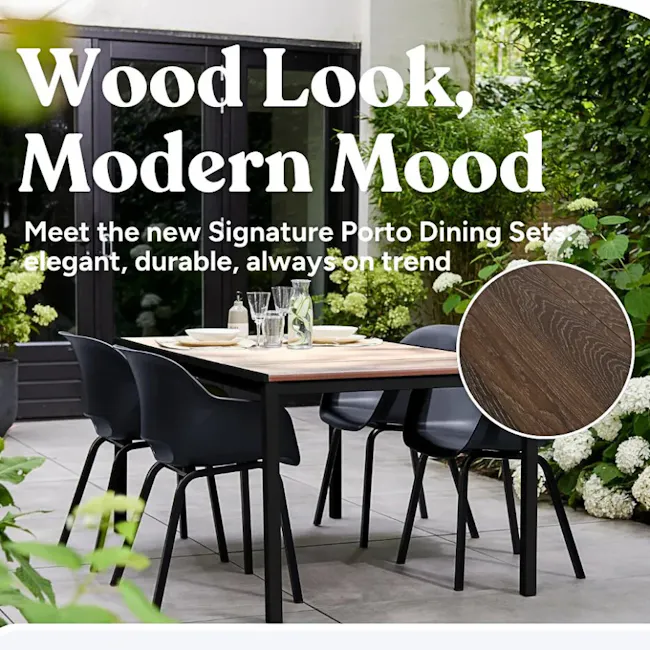 Porto Outdoor Dining Table 1.6m Set with 4 Tisara Chairs - Graphite - 6