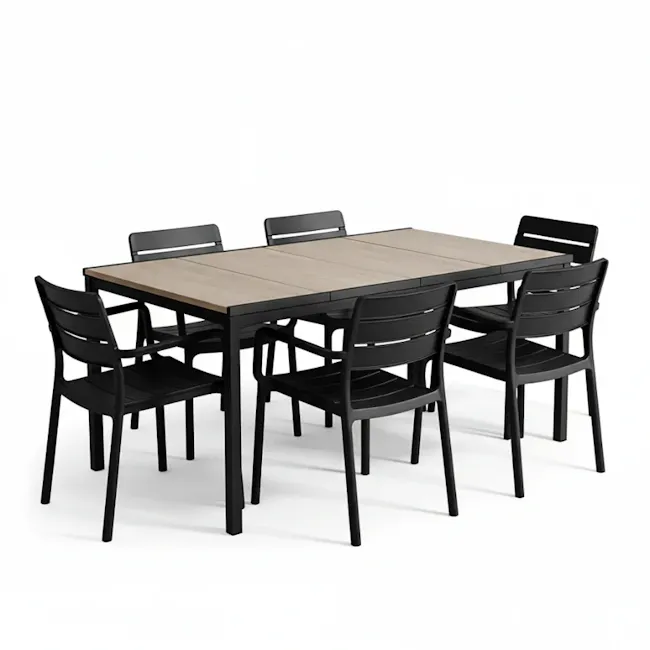 Porto Outdoor Dining Table 1.6m Set with 4 Tisara Chairs - Graphite - 10