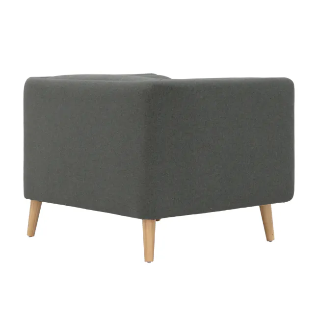 Audrey Armchair - Granite Grey - 4 - Grey upholstered ottoman, wooden legs, minimalist design, modern furniture