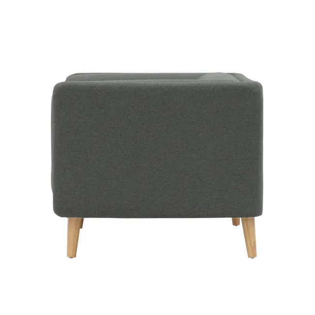 Audrey Armchair - Granite Grey - 3 - modern sofa, gray upholstered, wooden legs, minimalist design, cozy seating
