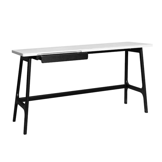 Morey Study Table 1.4m - Black, White, Black Ash - 0