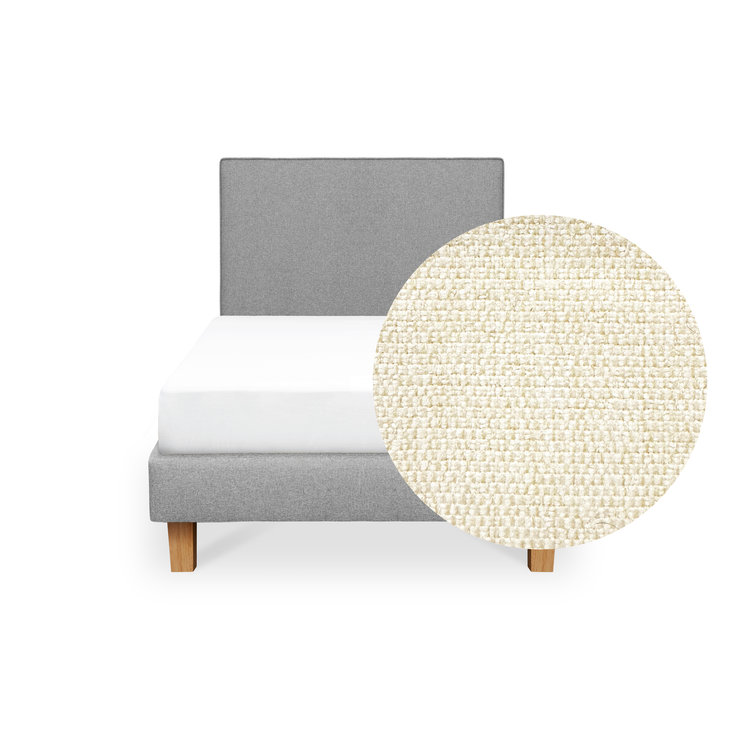 ESSENTIALS Single Headboard Divan Bed - Oat (Eco Clean Fabric)