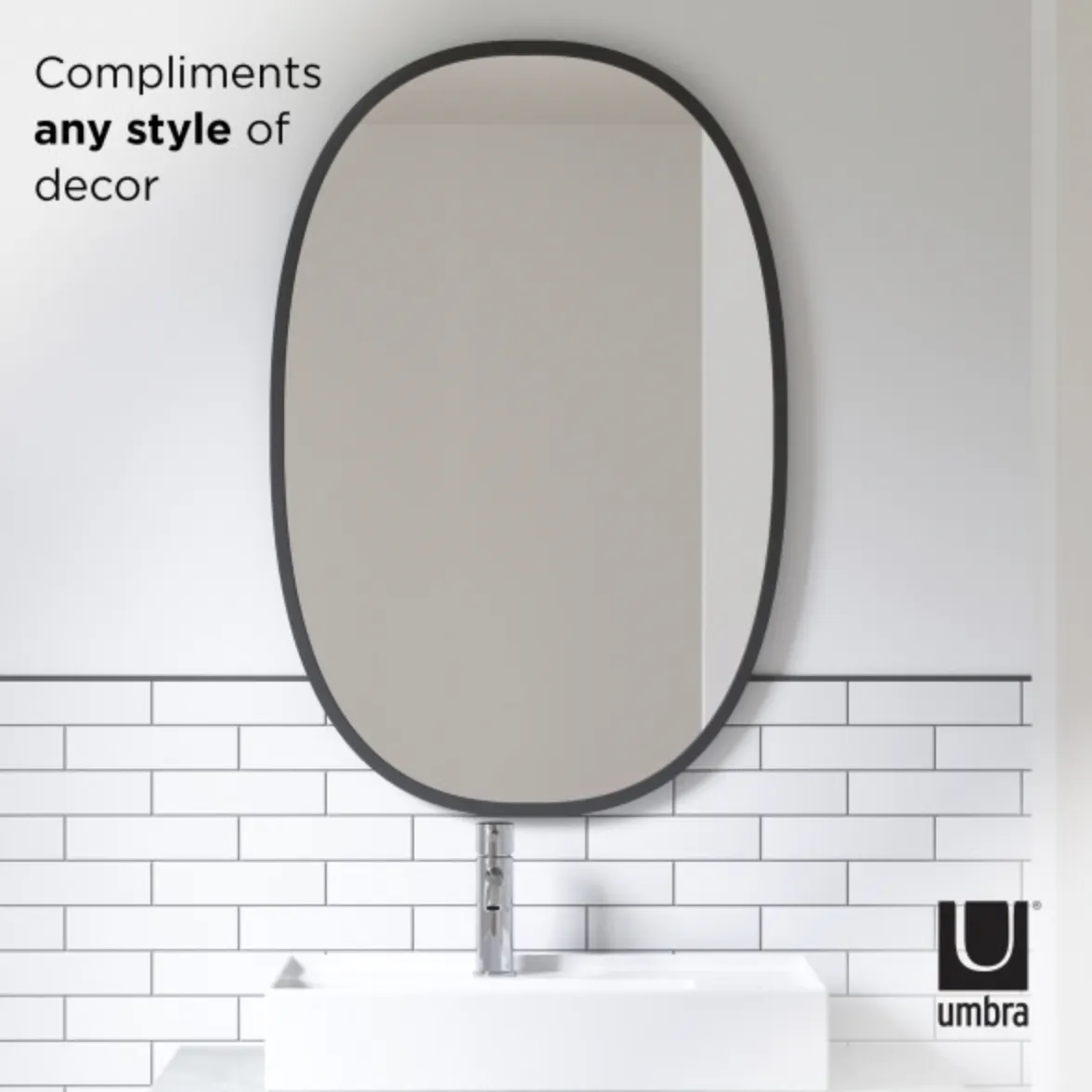 Hub Oval Mirror 61 x 91 cm - Black - 7
