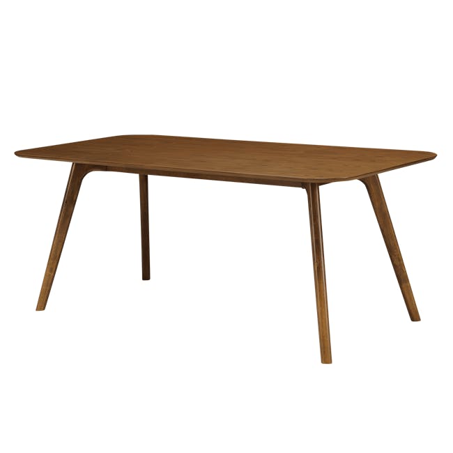Roden Dining Table 1.8m - Cocoa - 1 - Wooden table with curved legs, minimalist design, natural wood finish, sturdy