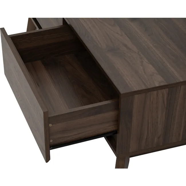 Herschel Coffee Table - Walnut - 11 - Wooden furniture, drawer, open drawer, side table, wooden frame, dark wood, cabinet