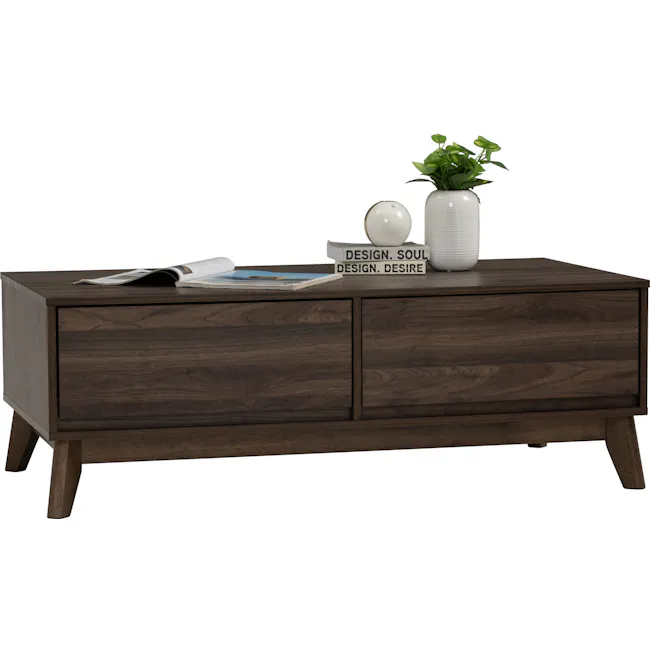 Herschel Coffee Table - Walnut - 6 - Dark wood side table, minimalist design, modern aesthetic, natural wood finish, sleek