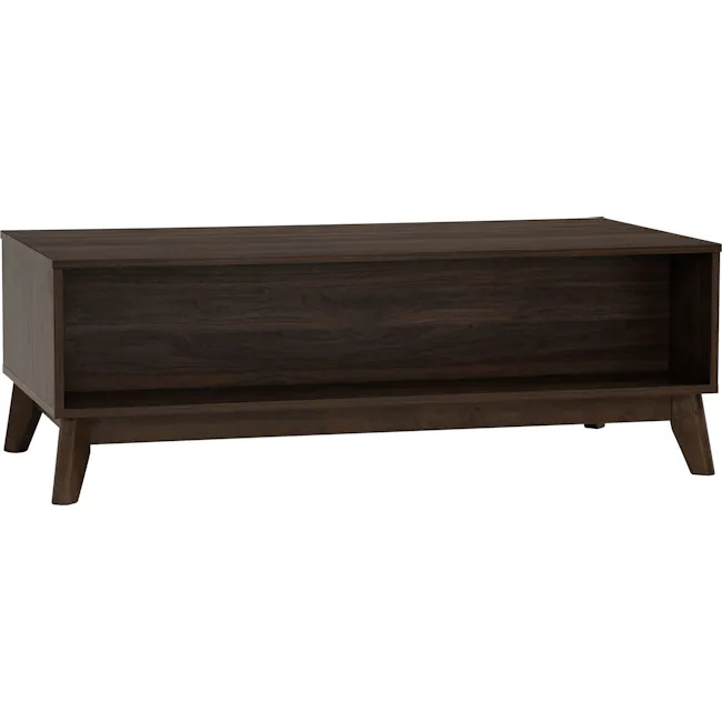 Herschel Coffee Table - Walnut - 8 - Dark wood TV cabinet, minimalist design, sturdy construction, open shelving, integrated