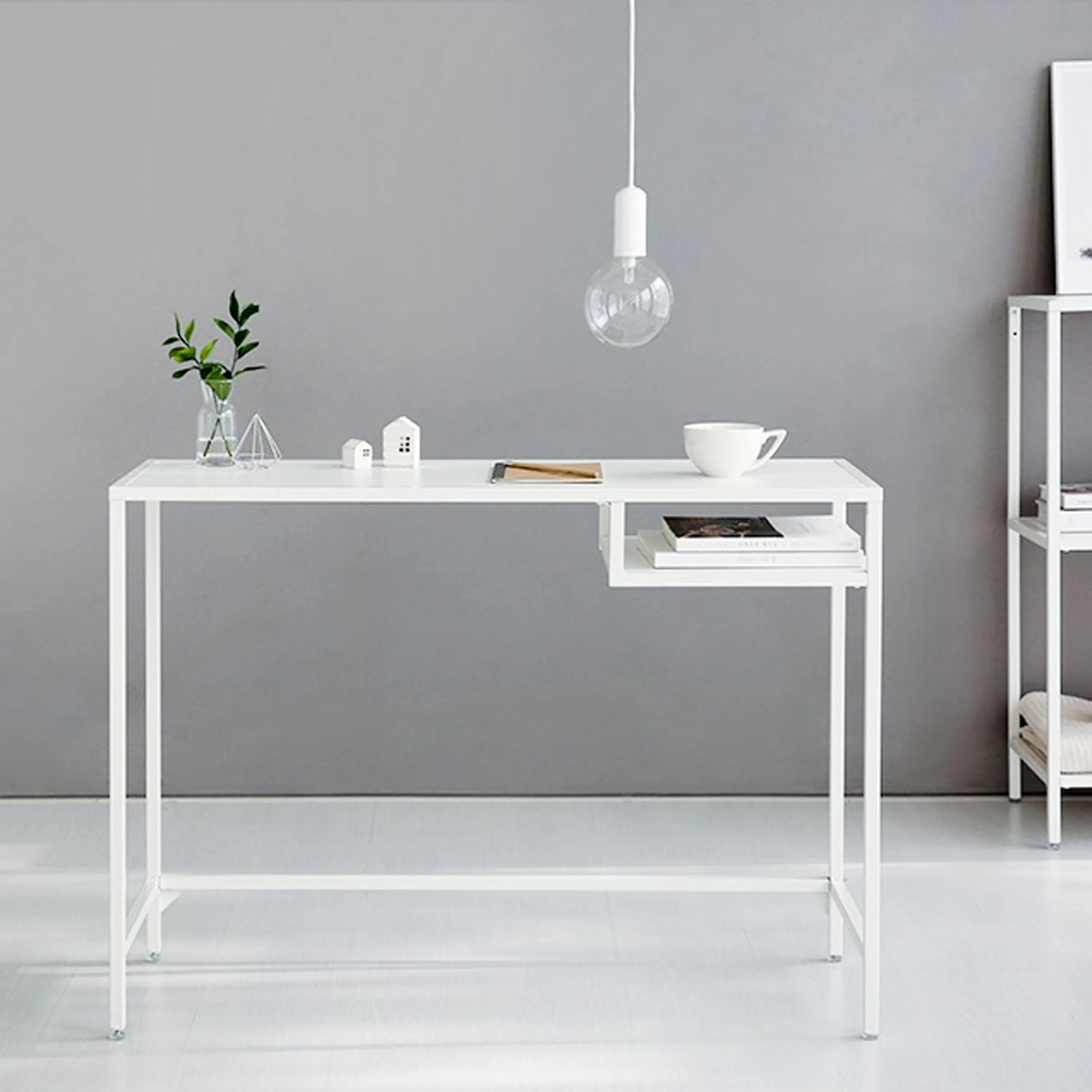 Temdo Study Table 1m - 10 - White minimalist table, modern design, sleek lines, contemporary decor, abstract art, pendant