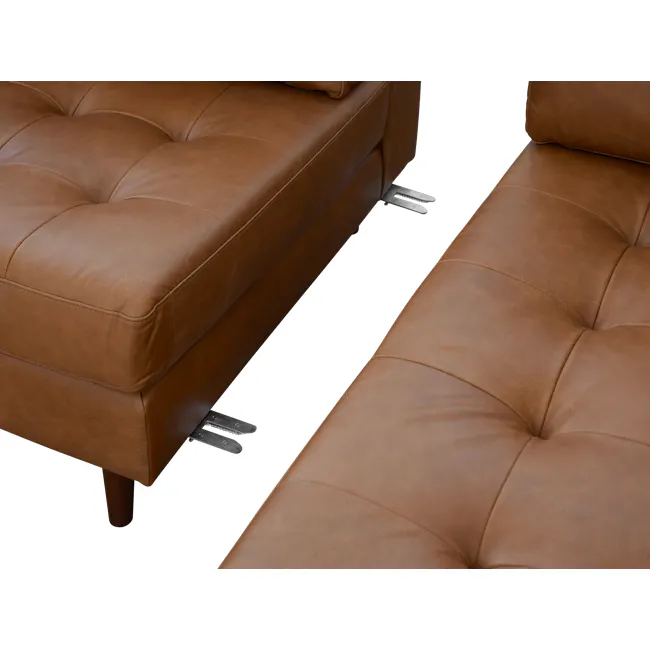Nolan L-Shaped Sofa - Penny Brown (Premium Aniline Leather) - 7 - Leather sofa, brown leather upholstery, cushioned seating