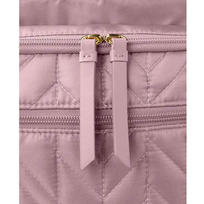Skip Hop Forma Nappy Backpack - Mauve Mist - 4 - Soft pink quilted fabric, gold zipper pulls, structured design, quilted