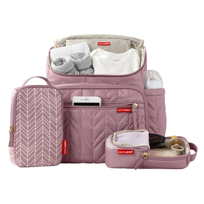 Skip Hop Forma Nappy Backpack - Mauve Mist - 2 - pink quilted pouch, baby essentials, baby carrier, baby wipes, baby bottle