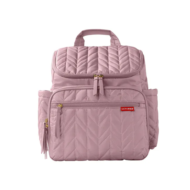 Skip Hop Forma Nappy Backpack - Mauve Mist - 1 - Pink quilted backpack, quilted design, quilt stitching, quilted texture