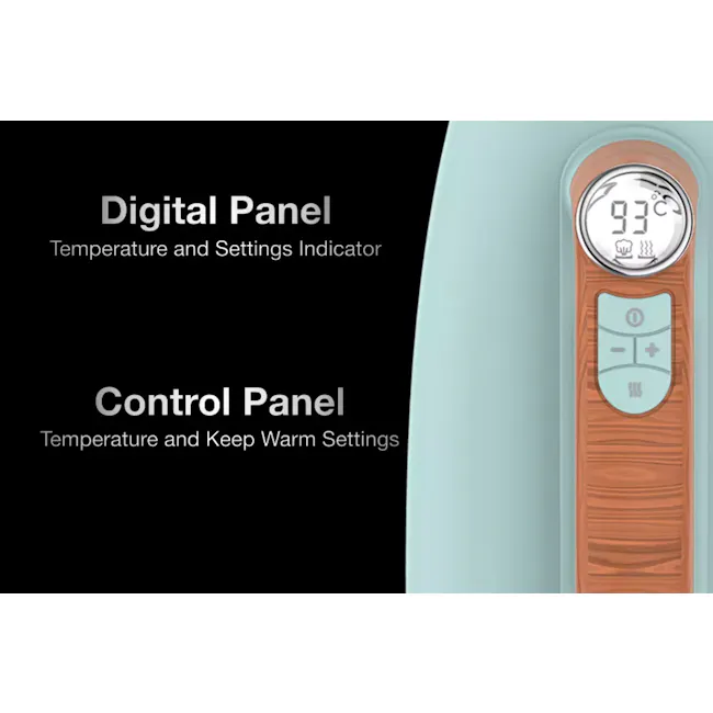 Odette Otto Series 1.7L Temperature Control Electric Kettle - Light Green - 7 - Temperature control panel, digital display