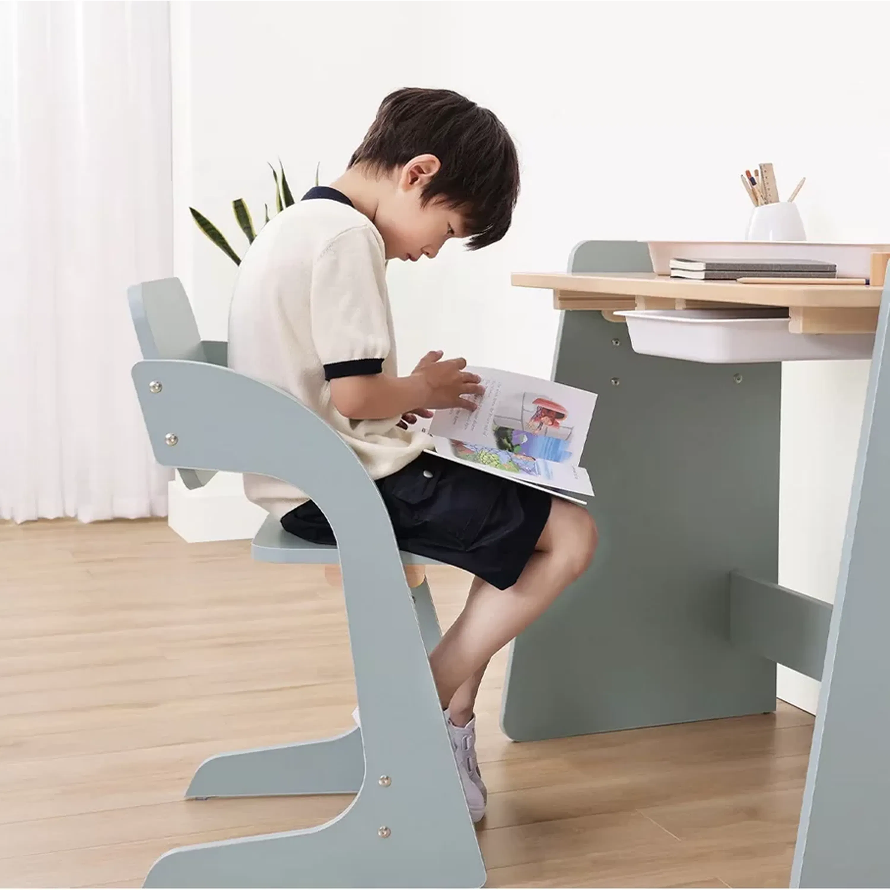 Natty Adjustable Study Chair - Cherry - 7
