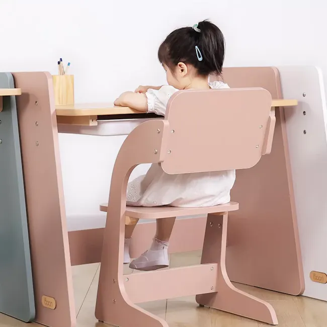 Natty Adjustable Study Chair - Cherry - 2 - Futuristic child's desk with soft pastel colors, modern design, child-friendly