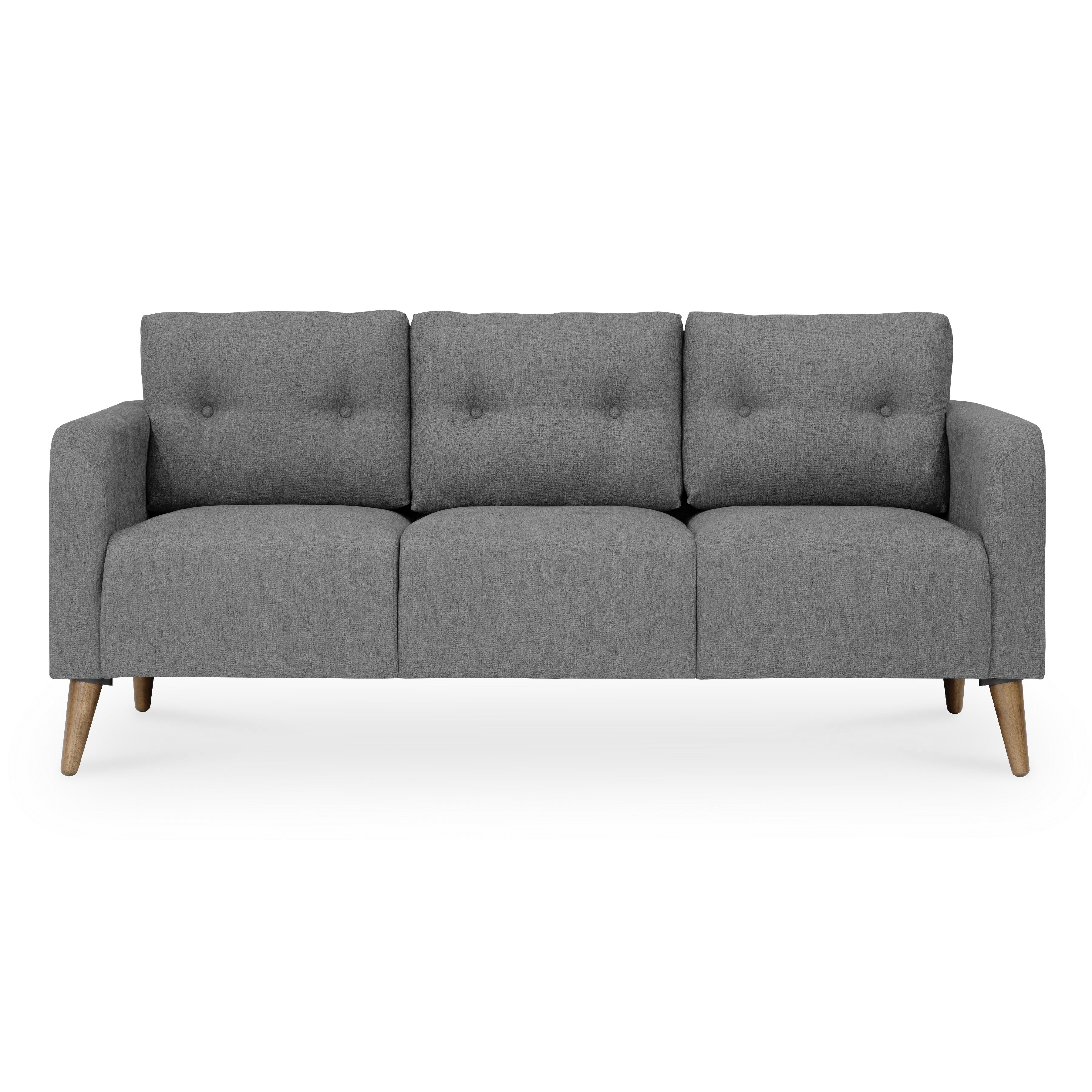 Bennett 3 Seater Sofa - Gray Owl - 12 - Grey upholstered sofa, three-seater design, wooden legs, modern style, comfortable